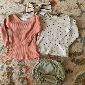 Quincy Mae set and bow 6/12m